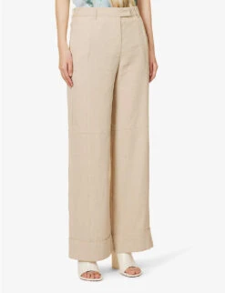 Acne Studios Casual Wide-leg Mid-rise Linen-cotton Blend Trousers 7 Acne Studios Casual Wide-leg Mid-rise Linen-cotton Blend Trousers -Whistles Closet Shop R04089988 LIGHTSAND ALT02
