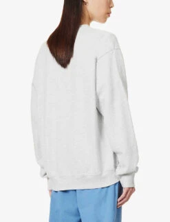 Running Club Brand-print Cotton-blend Sweatshirt 8 Running Club Brand-print Cotton-blend Sweatshirt -Whistles Closet Shop R04090230 HEATHERGRAYSTEELBLUE ALT03