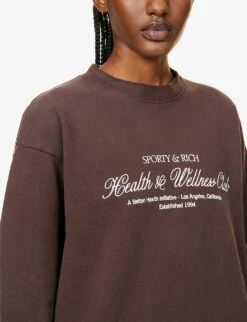 Health And Wellness Club Cotton-jersey Sweatshirt 9 Health And Wellness Club Cotton-jersey Sweatshirt -Whistles Closet Shop R04090260 CHOCOLATEWHITE ALT04