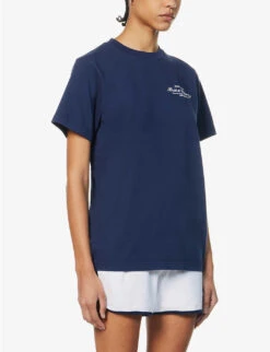 Health Club Logo-print Cotton-jersey T-shirt 7 Health Club Logo-print Cotton-jersey T-shirt -Whistles Closet Shop R04090274 NAVYWHITE ALT02