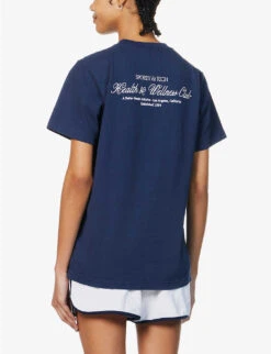 Health Club Logo-print Cotton-jersey T-shirt 8 Health Club Logo-print Cotton-jersey T-shirt -Whistles Closet Shop R04090274 NAVYWHITE ALT03