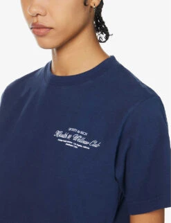 Health Club Logo-print Cotton-jersey T-shirt 9 Health Club Logo-print Cotton-jersey T-shirt -Whistles Closet Shop R04090274 NAVYWHITE ALT04