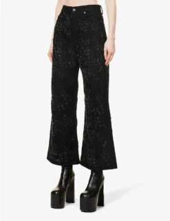 Acne Studios 2022 Distressed Wide-leg High-rise Cotton-twill Jeans -Whistles Closet Shop R04090402 BLACK ALT02