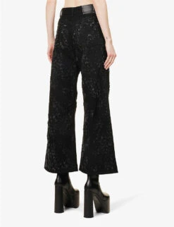 Acne Studios 2022 Distressed Wide-leg High-rise Cotton-twill Jeans -Whistles Closet Shop R04090402 BLACK ALT03