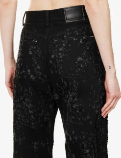 Acne Studios 2022 Distressed Wide-leg High-rise Cotton-twill Jeans -Whistles Closet Shop R04090402 BLACK ALT04