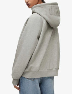 AllSaints Talon Logo-embroidered Organic Cotton-blend Hoody -Whistles Closet Shop R04091324 GREYMARL ALT03