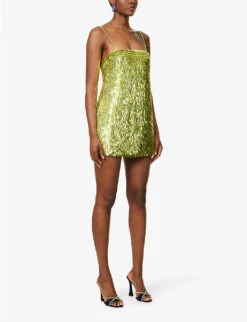 Nara Sequin-embellished Woven Mini Dress 7 Nara Sequin-embellished Woven Mini Dress -Whistles Closet Shop R04091982 LIMEPUNCH ALT02