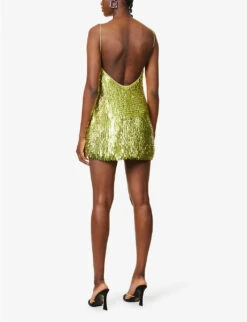 Nara Sequin-embellished Woven Mini Dress 8 Nara Sequin-embellished Woven Mini Dress -Whistles Closet Shop R04091982 LIMEPUNCH ALT03