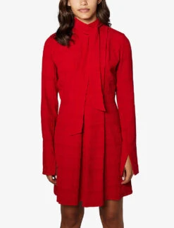 Gilbert Pussybow Chiffon Mini Dress 7 Gilbert Pussybow Chiffon Mini Dress -Whistles Closet Shop R04093235 SCARLETT ALT02