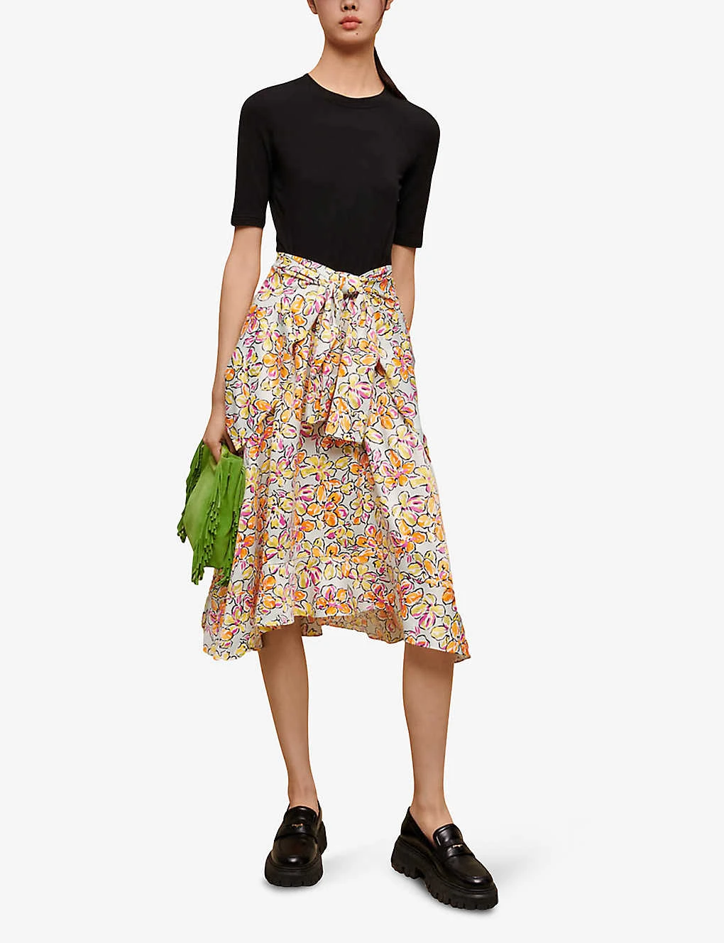 Maje Floral-print Stretch Cotton-blend Midi Dress 2 Maje Floral-print Stretch Cotton-blend Midi Dress - Image 2