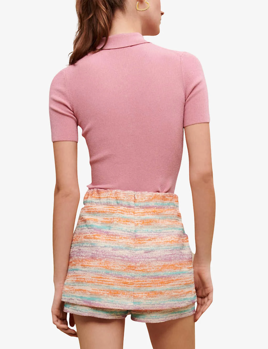 Maje Short-sleeved Stretch-woven Knitted Polo Shirt 4 Maje Short-sleeved Stretch-woven Knitted Polo Shirt - Image 4