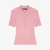 Maje Short-sleeved Stretch-woven Knitted Polo Shirt