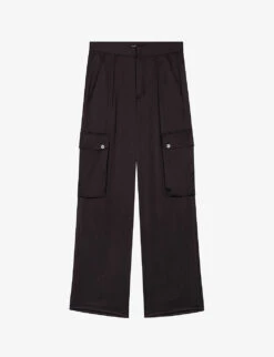 Maje Prague Wide-leg Mid-rise Woven Cargo Trousers