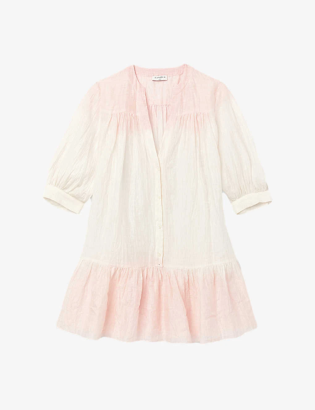 Sandro Yarely Tie-dye Linen-blend Mini Dress 1 Sandro Yarely Tie-dye Linen-blend Mini Dress