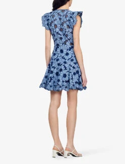 Sandro Daisy-guipure Woven Mini Dress -Whistles Closet Shop R04102427 BLEUS ALT03