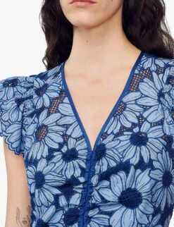 Sandro Daisy-guipure Woven Mini Dress -Whistles Closet Shop R04102427 BLEUS ALT04