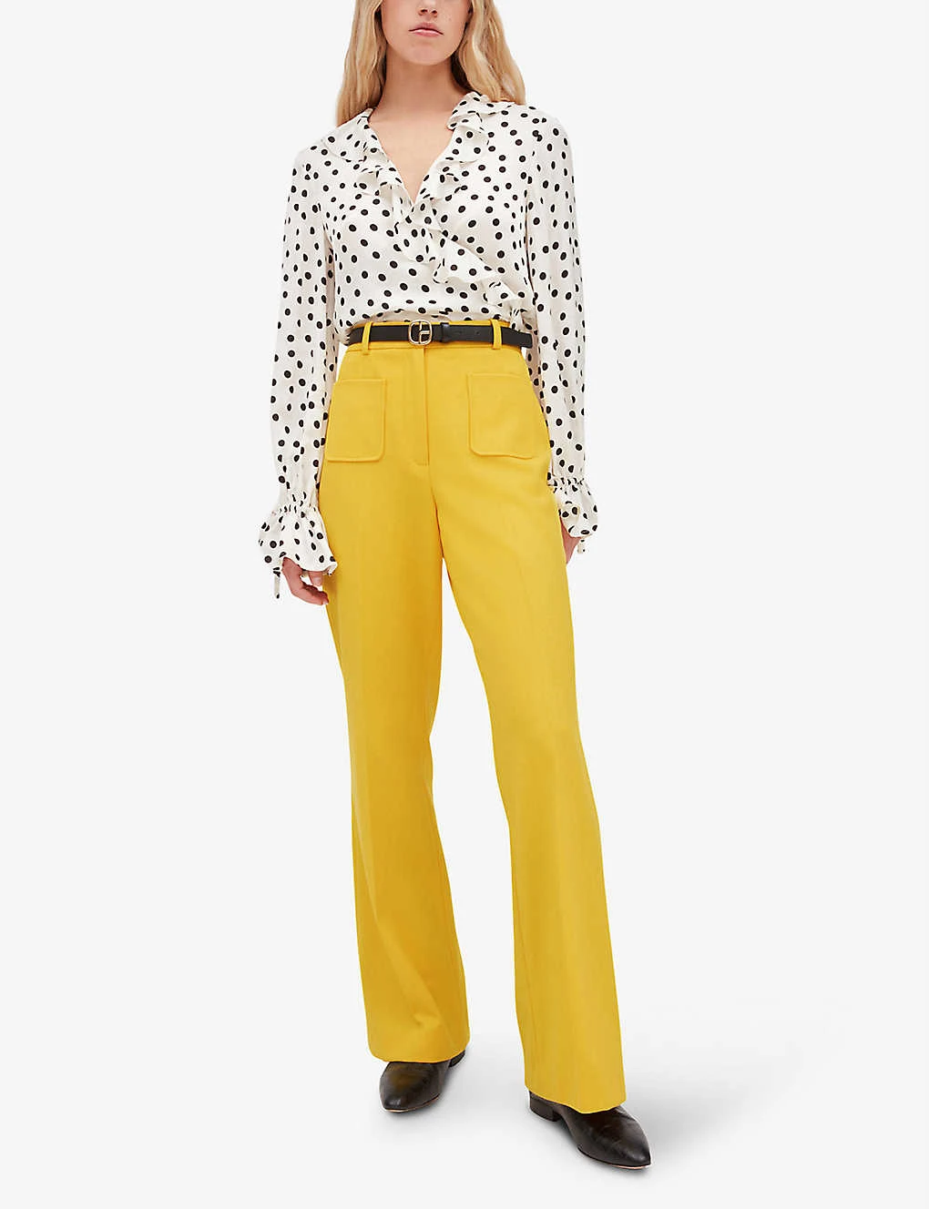 CLAUDIE PIERLOT Player Flared-leg Mid-rise Wool-blend Trousers 2 CLAUDIE PIERLOT Player Flared-leg Mid-rise Wool-blend Trousers - Image 2
