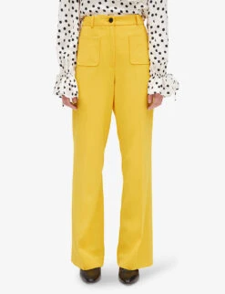 CLAUDIE PIERLOT Player Flared-leg Mid-rise Wool-blend Trousers 8 CLAUDIE PIERLOT Player Flared-leg Mid-rise Wool-blend Trousers -Whistles Closet Shop R04103265 JAUNESORANGES ALT02