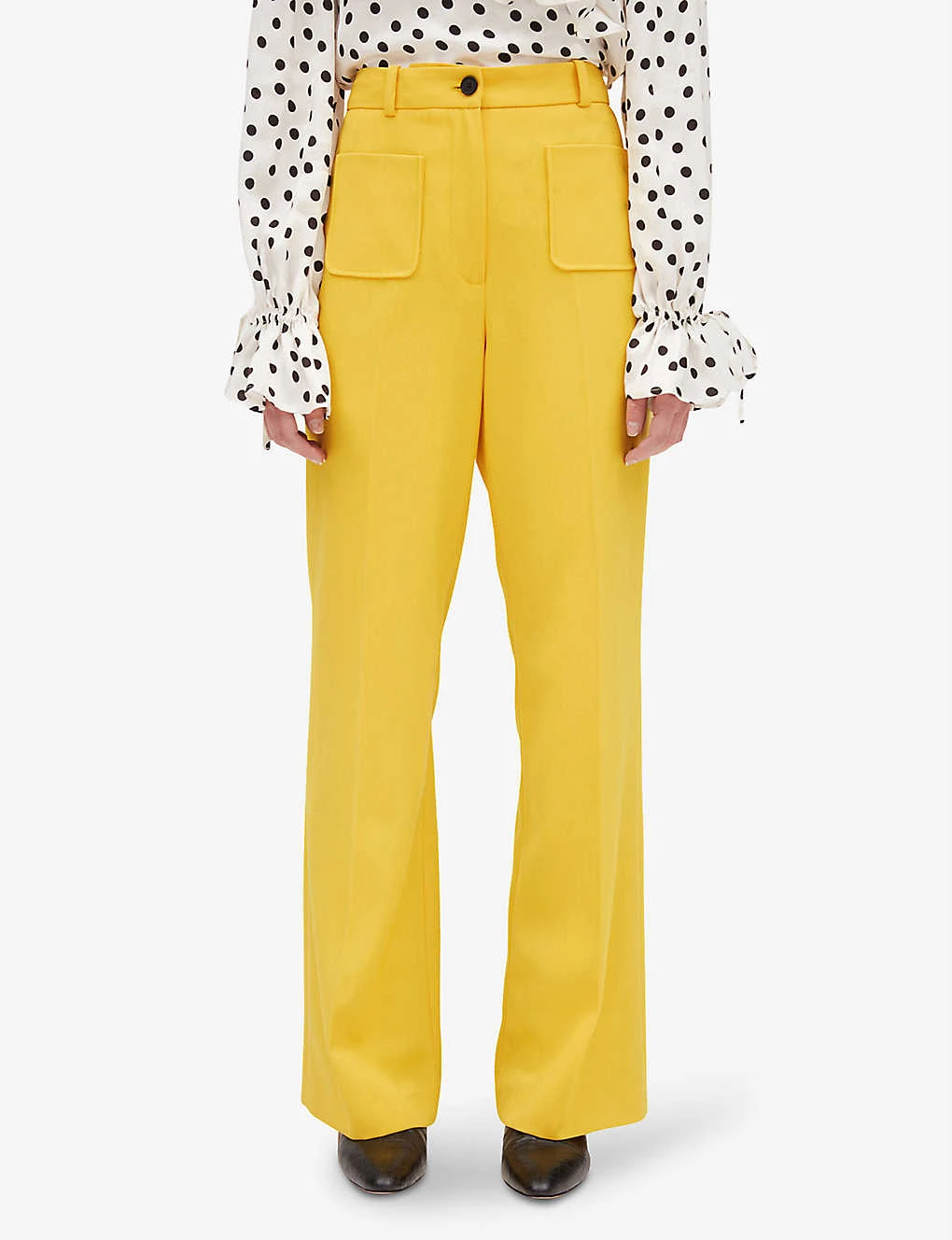 CLAUDIE PIERLOT Player Flared-leg Mid-rise Wool-blend Trousers 3 CLAUDIE PIERLOT Player Flared-leg Mid-rise Wool-blend Trousers - Image 3