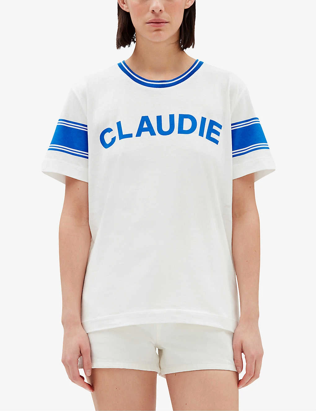 CLAUDIE PIERLOT Themus Logo-print Striped Cotton-jersey T-shirt 3 CLAUDIE PIERLOT Themus Logo-print Striped Cotton-jersey T-shirt - Image 3