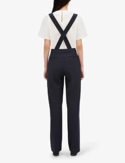CLAUDIE PIERLOT Pames Braces-trim Stretch-woven Trousers 7 CLAUDIE PIERLOT Pames Braces-trim Stretch-woven Trousers -Whistles Closet Shop R04104033 BLEUS ALT02