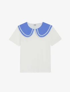 CLAUDIE PIERLOT Tino Peter Pan Collar Cotton-jersey T-shirt