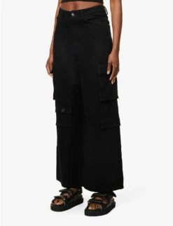 Hailey Patch-pocket Straight-leg High-rise Cotton-twill Jeans -Whistles Closet Shop R04104674 BLACK ALT02