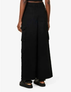 Hailey Patch-pocket Straight-leg High-rise Cotton-twill Jeans -Whistles Closet Shop R04104674 BLACK ALT03