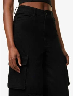 Hailey Patch-pocket Straight-leg High-rise Cotton-twill Jeans -Whistles Closet Shop R04104674 BLACK ALT04