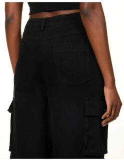 Hailey Patch-pocket Straight-leg High-rise Cotton-twill Jeans -Whistles Closet Shop R04104674 BLACK ALT05
