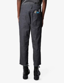 Zadig & Voltaire Embroidered Cropped Straight Mid-rise Cotton Trousers 8 Zadig & Voltaire Embroidered Cropped Straight Mid-rise Cotton Trousers -Whistles Closet Shop R04105484 GREYDENIM ALT03