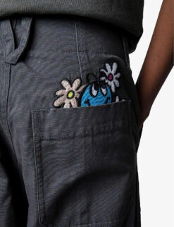 Zadig & Voltaire Embroidered Cropped Straight Mid-rise Cotton Trousers 9 Zadig & Voltaire Embroidered Cropped Straight Mid-rise Cotton Trousers -Whistles Closet Shop R04105484 GREYDENIM ALT04