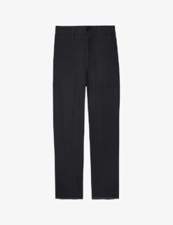 Zadig & Voltaire Embroidered Cropped Straight Mid-rise Cotton Trousers