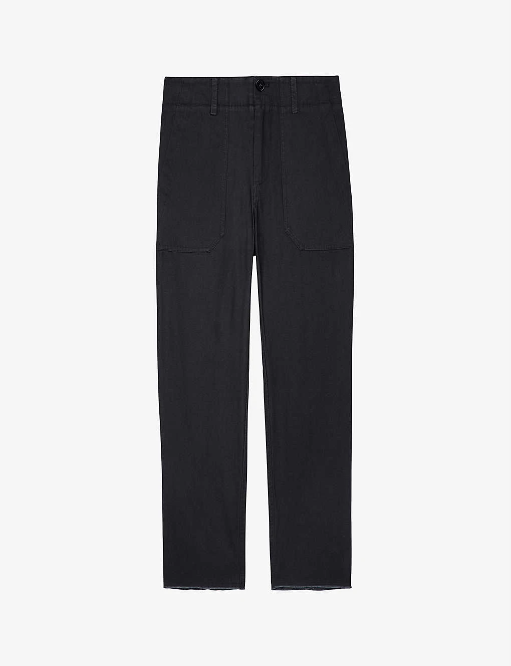 Zadig & Voltaire Embroidered Cropped Straight Mid-rise Cotton Trousers 1 Zadig & Voltaire Embroidered Cropped Straight Mid-rise Cotton Trousers