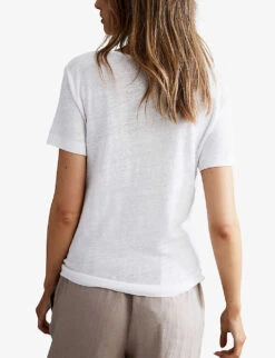 Reiss Frances Scoop-neck Linen T-shirt 7 Reiss Frances Scoop-neck Linen T-shirt -Whistles Closet Shop R04107019 WHITE ALT03