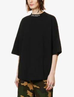 Palm Angels Oversized Logo-print Cotton-jersey T-shirt 7 Palm Angels Oversized Logo-print Cotton-jersey T-shirt -Whistles Closet Shop R04107184 BLACKWHITE ALT02