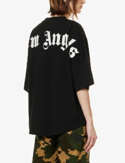 Palm Angels Oversized Logo-print Cotton-jersey T-shirt 8 Palm Angels Oversized Logo-print Cotton-jersey T-shirt -Whistles Closet Shop R04107184 BLACKWHITE ALT03