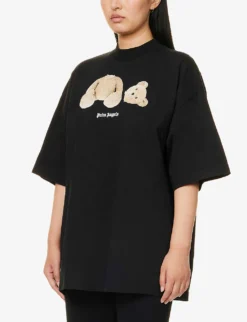 Palm Angels Bear-print Cotton-jersey T-shirt -Whistles Closet Shop R04107186 BLACKBROWN ALT02