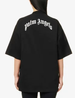 Palm Angels Bear-print Cotton-jersey T-shirt -Whistles Closet Shop R04107186 BLACKBROWN ALT03