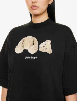 Palm Angels Bear-print Cotton-jersey T-shirt -Whistles Closet Shop R04107186 BLACKBROWN ALT04