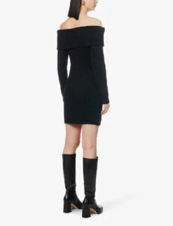Jayne Off-the-shoulder Alpaca Wool-blend Mini Dress -Whistles Closet Shop R04108263 BLACK ALT03