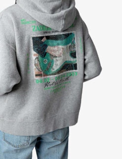 Zadig & Voltaire Mia Graphic-print Cotton-blend Hoody -Whistles Closet Shop R04109045 GRISCHINE ALT04