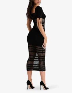 Lilla Panelled Knitted Midi Dress 8 Lilla Panelled Knitted Midi Dress -Whistles Closet Shop R04110052 BLACK ALT03