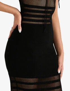 Lilla Panelled Knitted Midi Dress 9 Lilla Panelled Knitted Midi Dress -Whistles Closet Shop R04110052 BLACK ALT04
