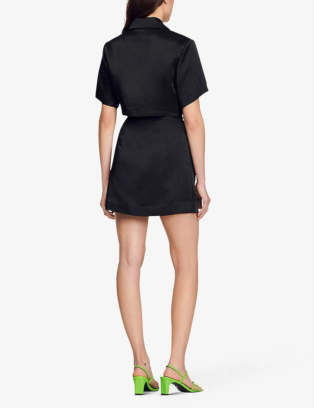 Sandro Julienne Tied-waist Cut-out Woven Mini Dress 4 Sandro Julienne Tied-waist Cut-out Woven Mini Dress - Image 4
