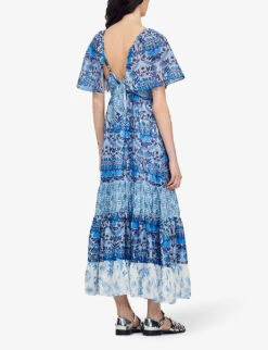 Sandro Floral-print Woven Maxi Dress 8 Sandro Floral-print Woven Maxi Dress -Whistles Closet Shop R04111270 BLEUS ALT03