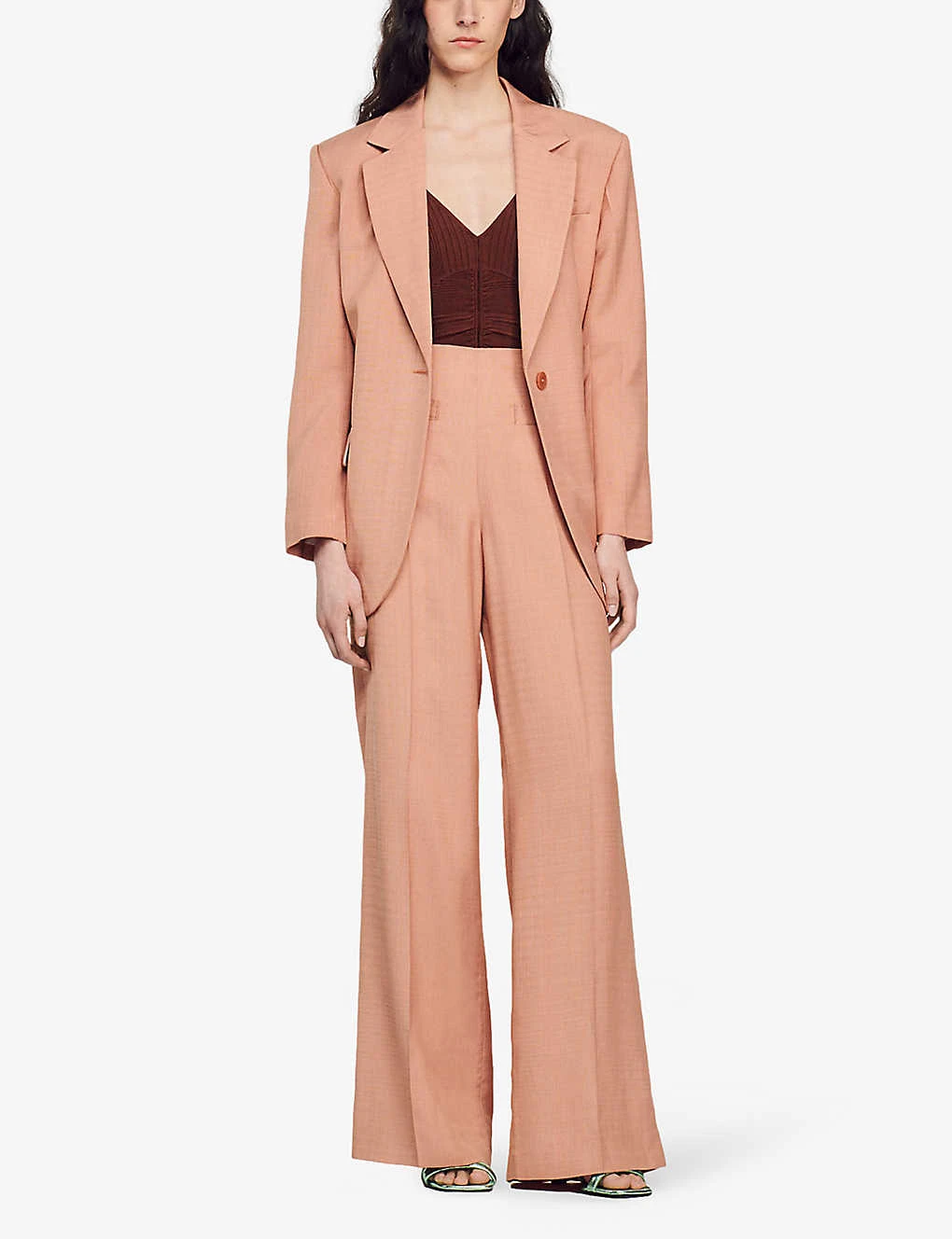 Sandro Checked Wide-leg High-rise Woven Trousers 2 Sandro Checked Wide-leg High-rise Woven Trousers - Image 2