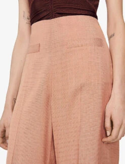 Sandro Checked Wide-leg High-rise Woven Trousers 9 Sandro Checked Wide-leg High-rise Woven Trousers -Whistles Closet Shop R04111278 BRUNS ALT04