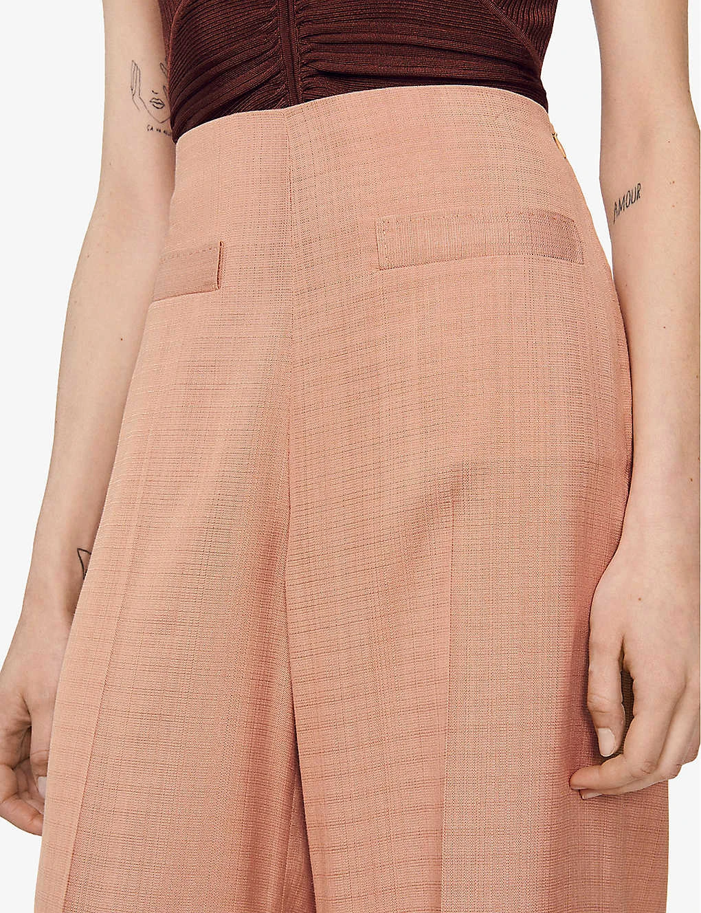 Sandro Checked Wide-leg High-rise Woven Trousers 5 Sandro Checked Wide-leg High-rise Woven Trousers - Image 5