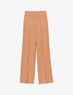 Sandro Checked Wide-leg High-rise Woven Trousers